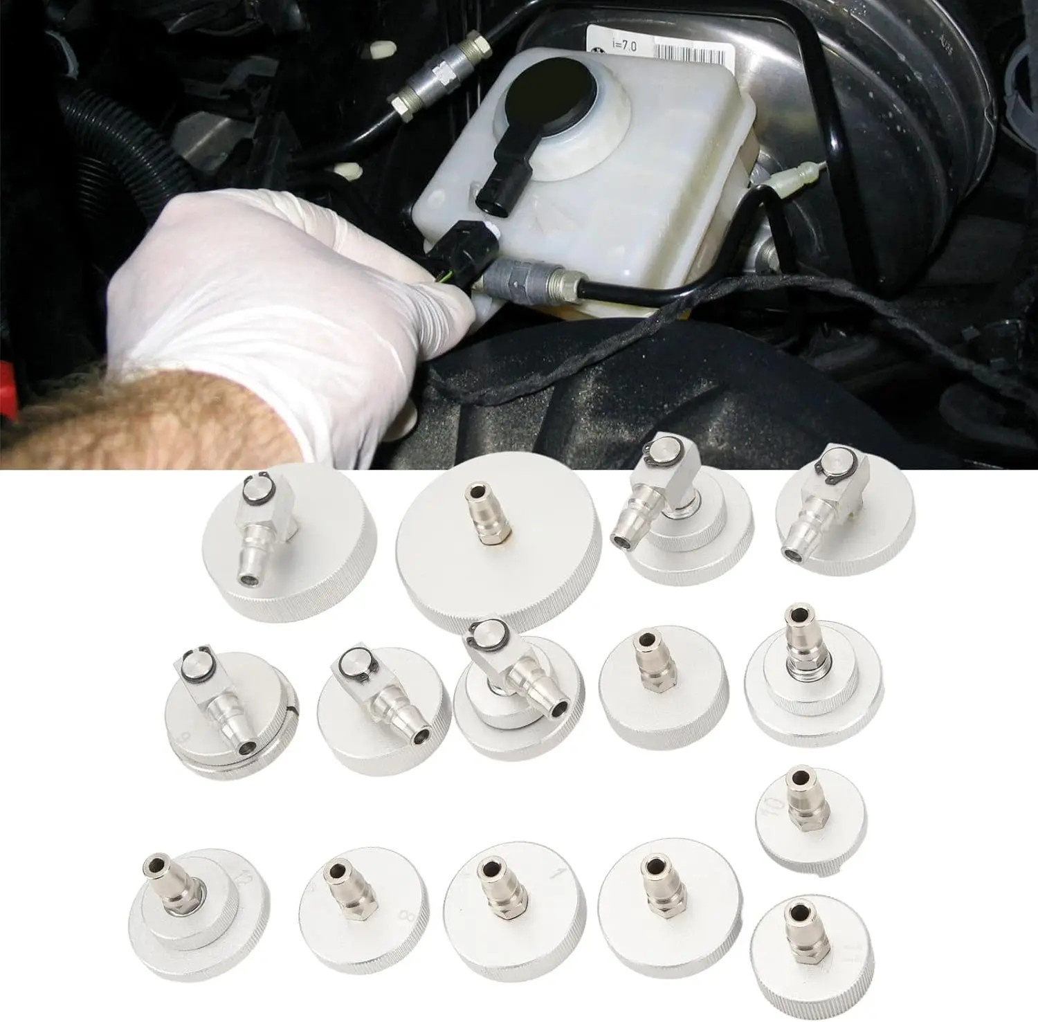 Car Master Cylinder Brake Bleeder Cap Adapter for Pneumatic Brake Fluid Bleeder