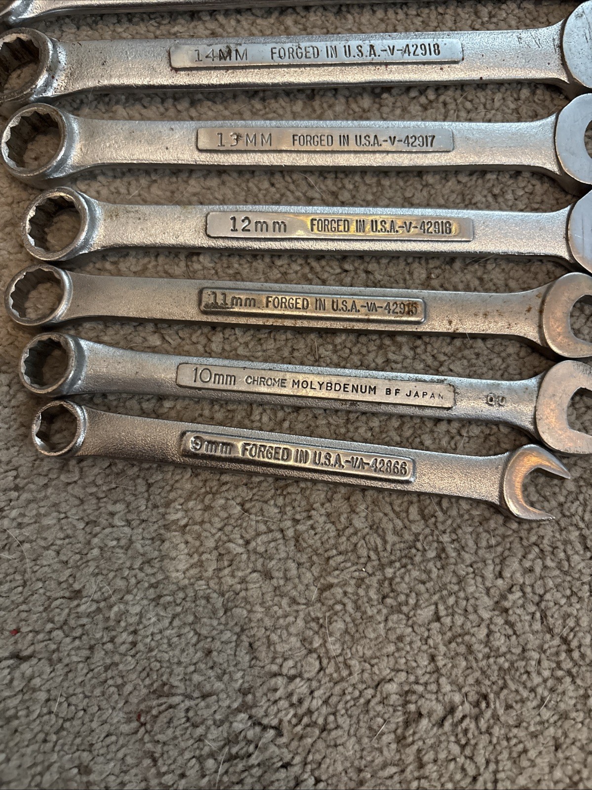 Vintage Craftsman 9pc. Metric Combination Wrench Set 9mm-19mm. NO 18mm Or 16mm