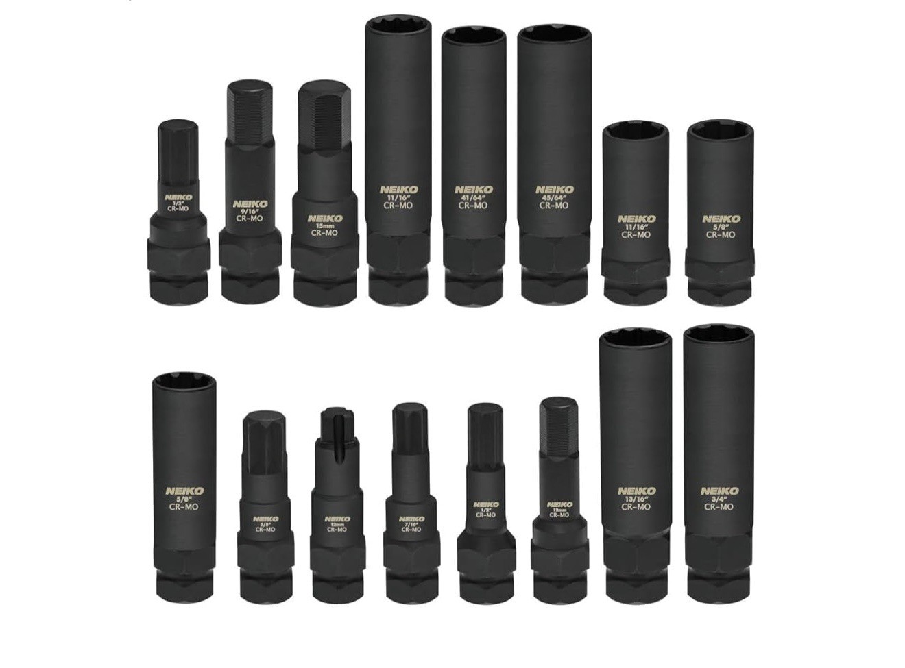 16pcs Locking Lug Nut Socket Master Key Set Wheel Hex Star Spline Fluted NEIKO