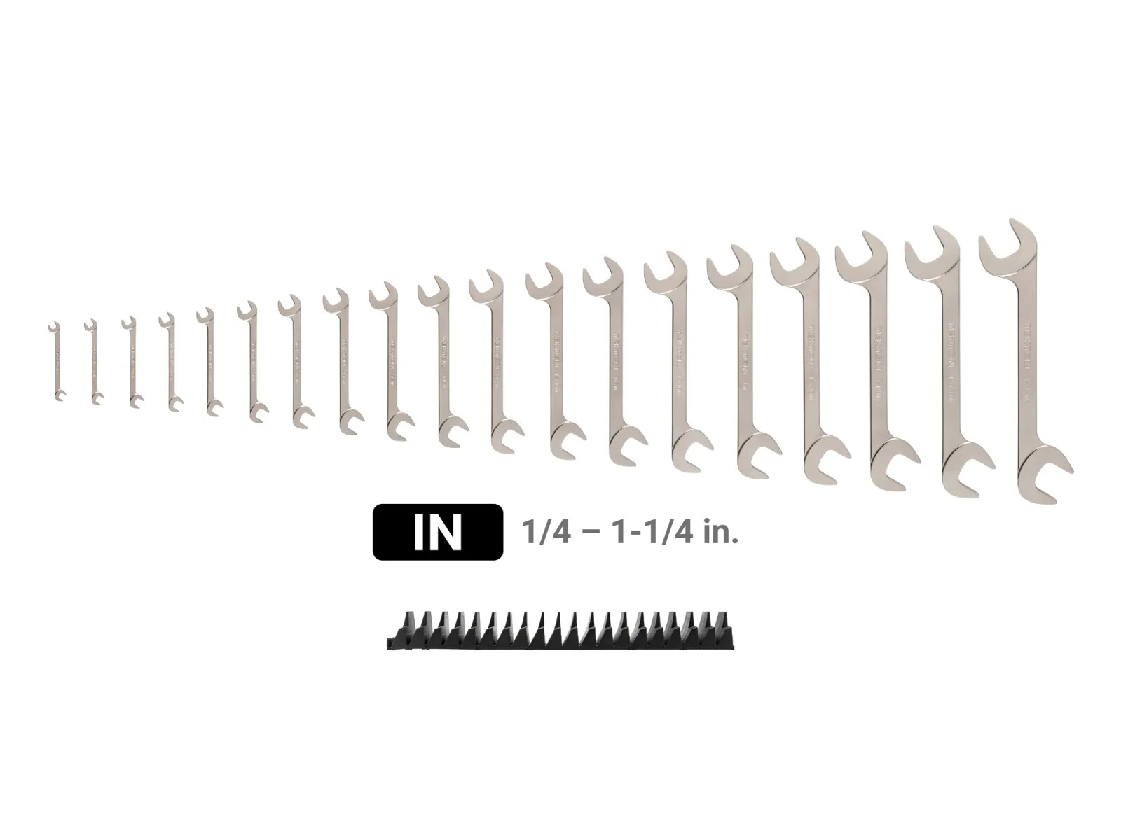 TEKTON Angle Head Open End Wrench Set ,Modular Organizers, 19-Piece-1/4-1-1/4 in