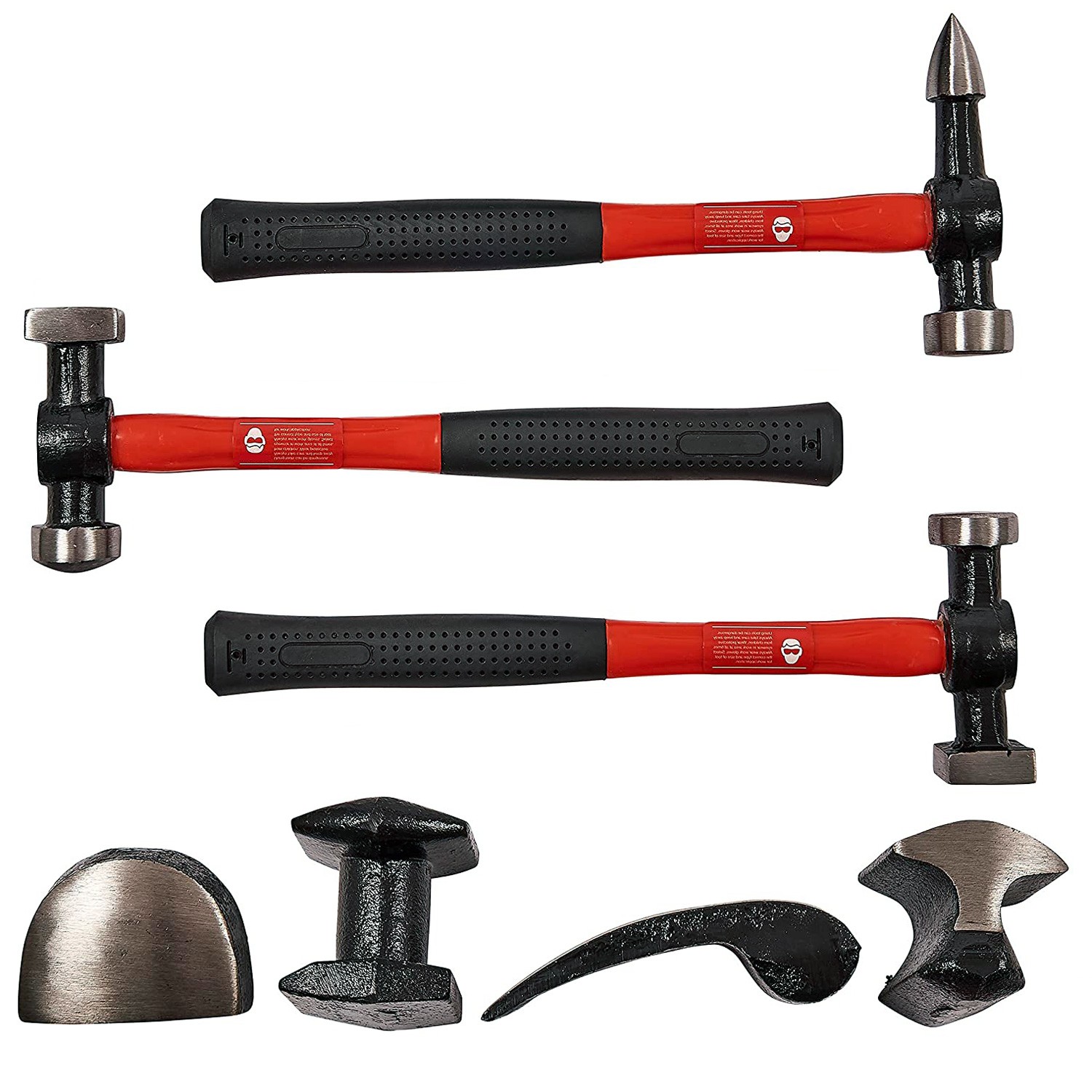 Voche 7pc Car Dent Removal Body Repair Panel Beating Fibreglass Hammers Tool Kit