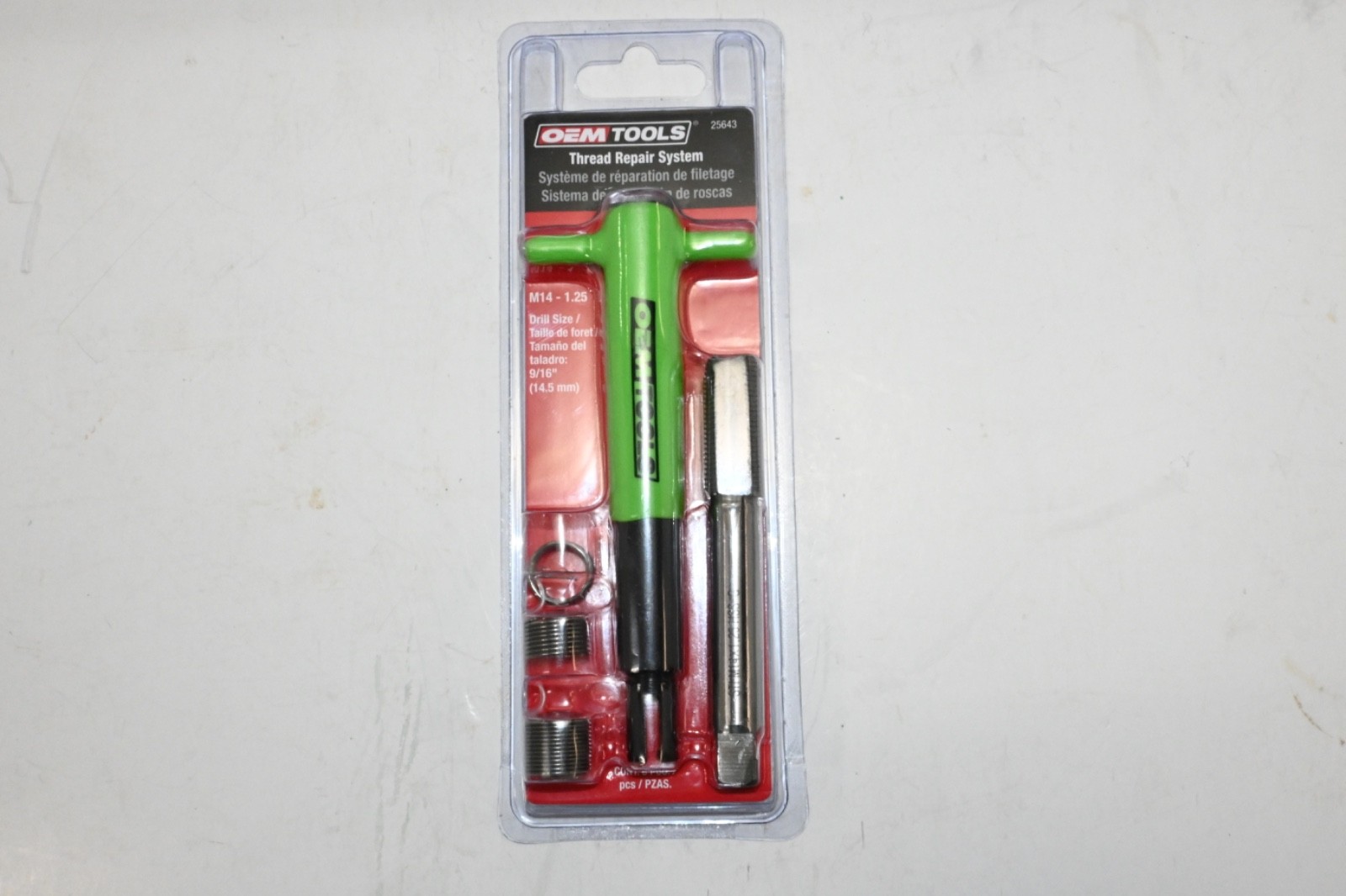 OEM Tools 25643 M14-1.25 Thread Repair System w/ 3 Threaded Metal Inserts