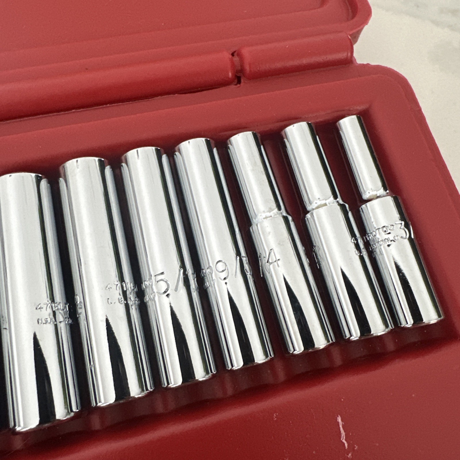 Proto 1/4″ Drive Socket Set 25 Pc. SAE 12 Pt. W/ Case TorquePlus USA No J47118XL