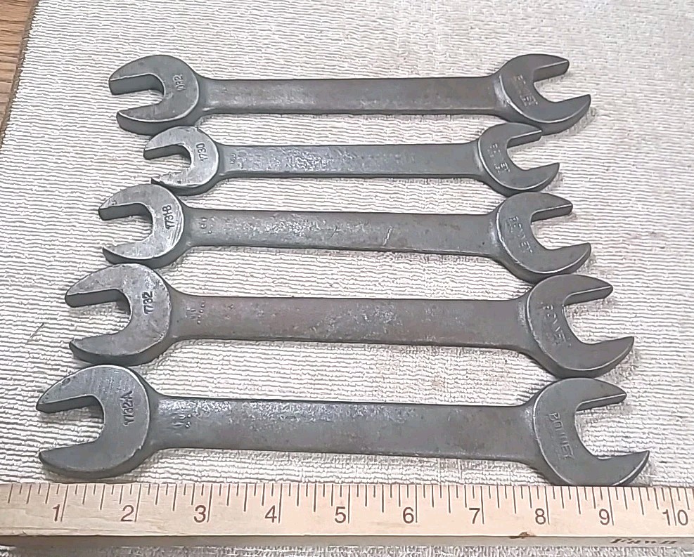 Vintage Bonney Wrenches 5 Pc Open End SAE USA MADE TOOL Set 1732, 1731, 1730 Etc