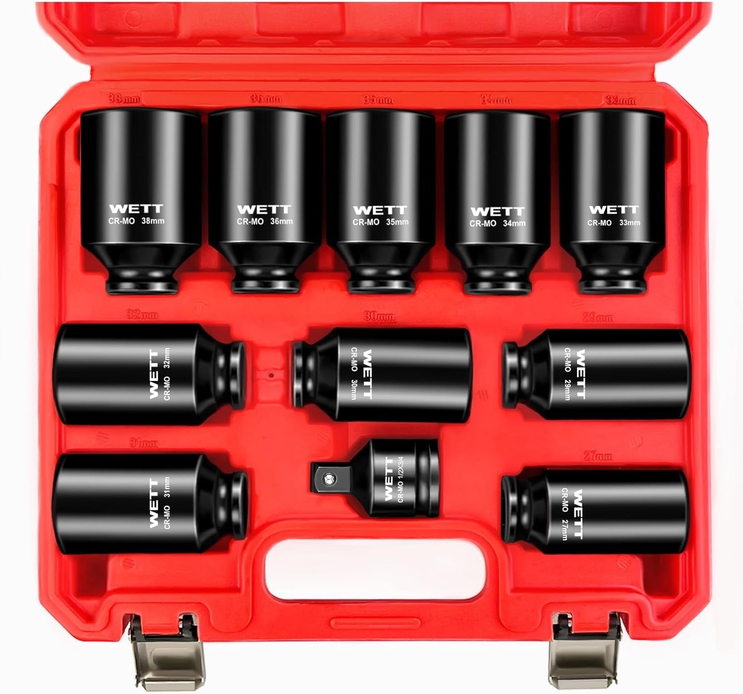 Chrome Molybdenum 11-Piece Deep Socket Set, Metric 6-Point with Storage Case