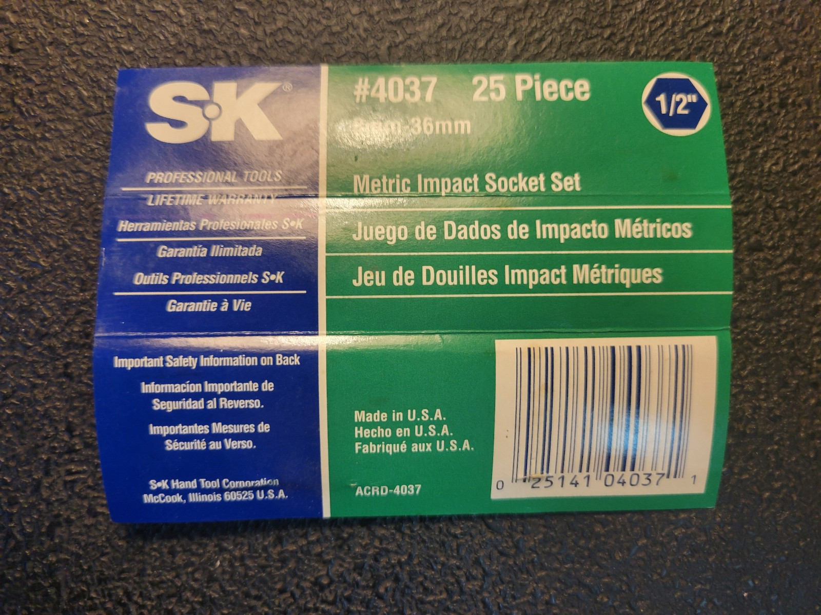SK Tools 4037 25 Piece 1/2″ Drive 6 Point Standard Metric Impact Socket Set