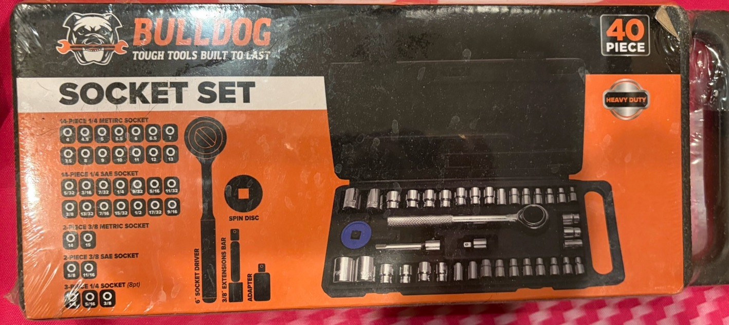 Socket Set Bulldog Tough Tools Built to Last 40 Piece New In Sealed Case