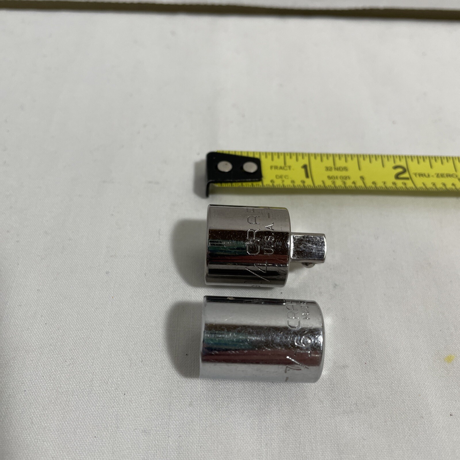 Craftsman Sockets 2 Pc, 1/4 Drive 7/16-6 Pt 43498 & Adapter 1/4 To 3/8 4256v