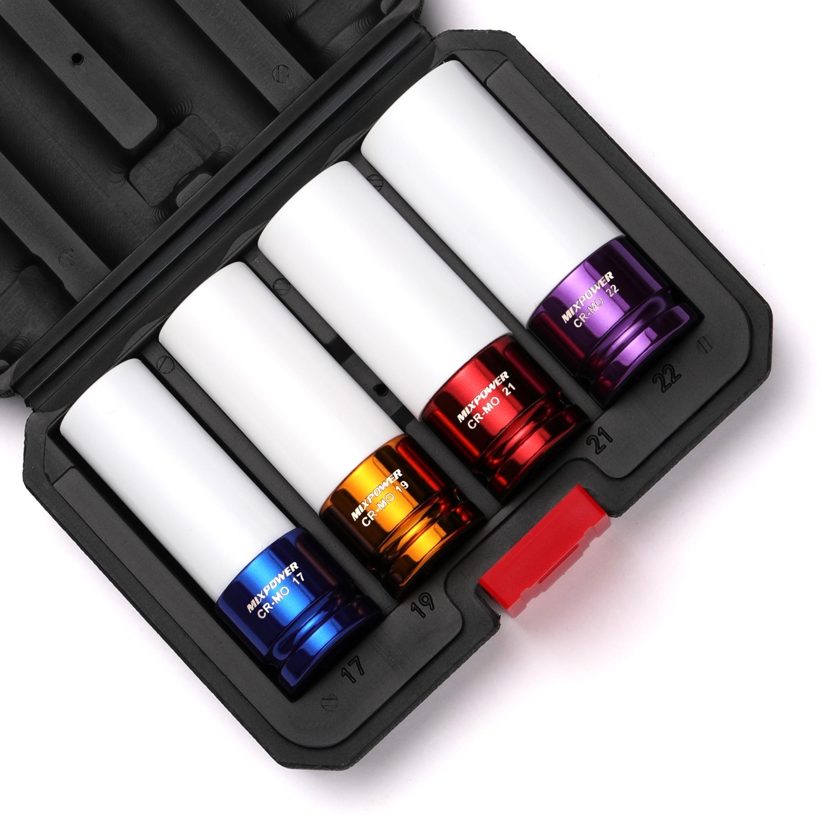 1/2″ Drive Thin Wall Deep Impact Socket Set – 4pcs Lug Nut Protector, 6 Point, M