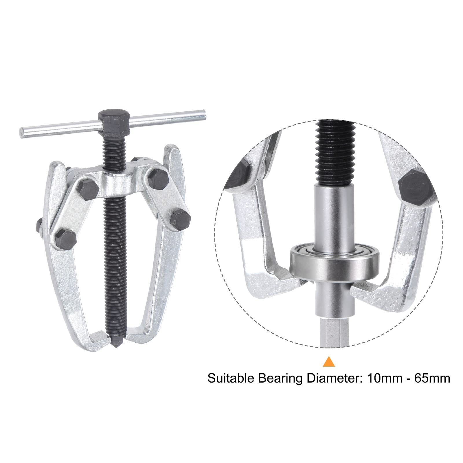 uxcell 2.5″ 2-Jaw Gear Puller for Bearings, Pulleys Remove, High 10mm – 65mm