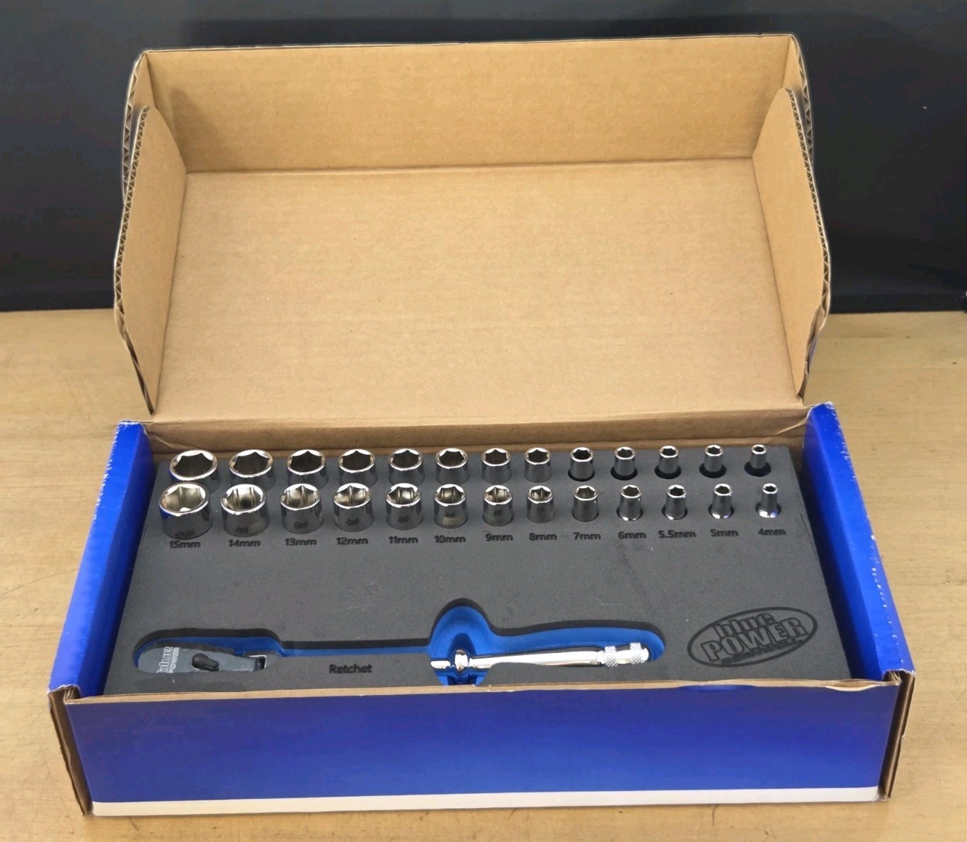 New Cornwell BluePower CBP271FS-1/4″ Dr 27 Pc Metric Skt Set & Flex Head Ratchet