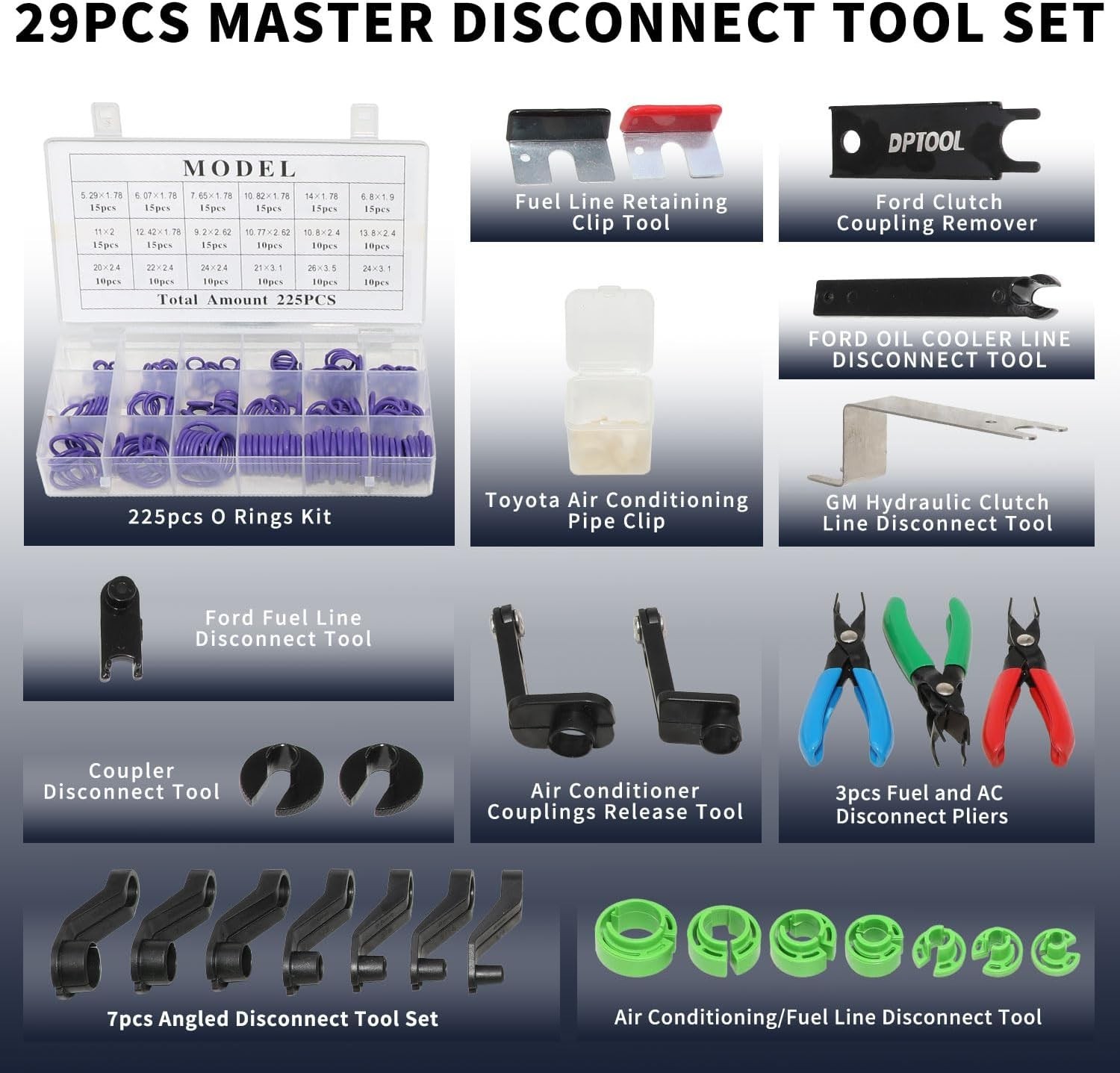 Master Fuel Line Disconnect Tool Set – 29 Pieces for A/C and Transmission Lines