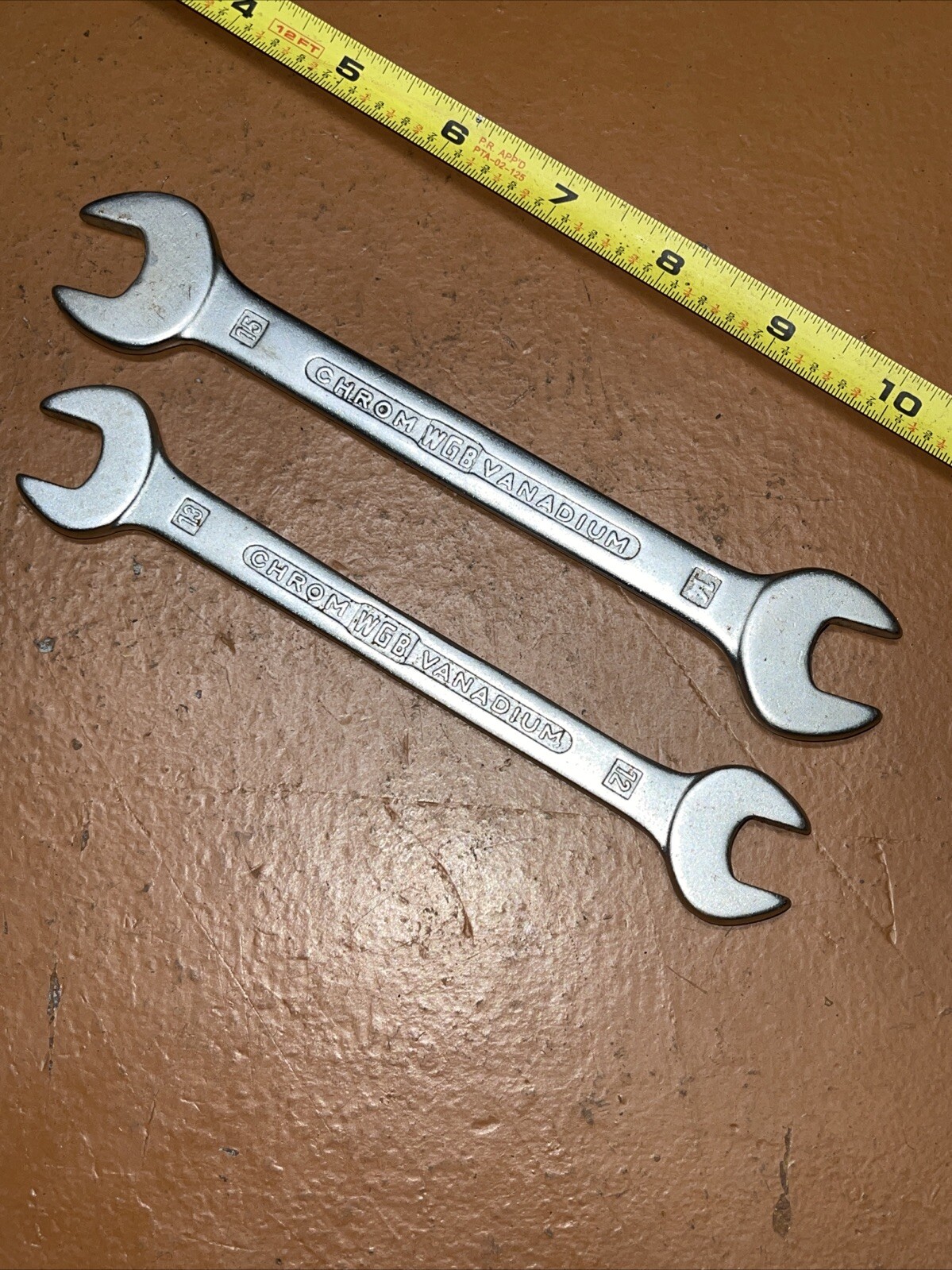 Vintage WGB 12 X 13 MM & 14 X 15 MM Metric Open End Wrench Set West Germany