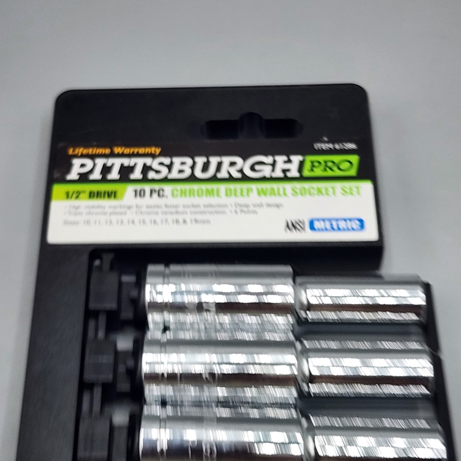 PITTSBURGH PRO 1/4 in. Drive Metric High-Visibility Deep Socket METRIC 61286