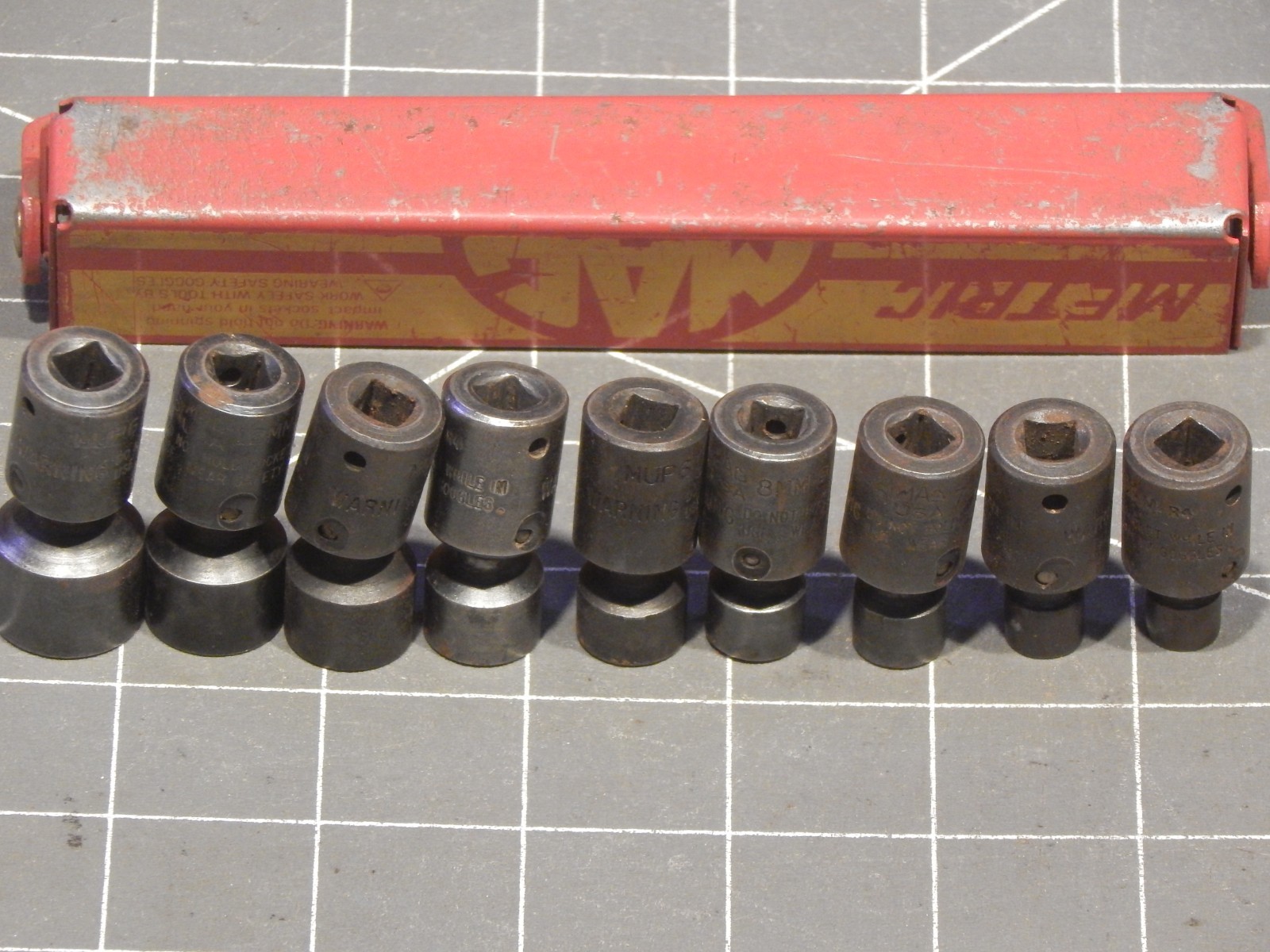 Mac 9Pc Metric 1/4″ Drive Impact Swivel Universal Socket Set 5.5MM 13MM 6Pt Dr