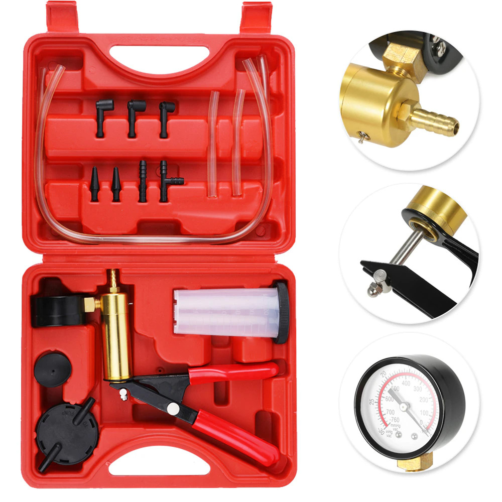 BEYU Hand Held Vacuum Pressure Pump Tester Set Brake Fluid Bleeder Bleeding Kit