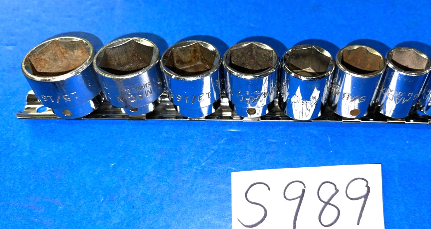 MAC TOOLS 12 PIECE 3/8 DRIVE SAE SHORT CHROME SOCKET SET 6 POINT 1/4 TO 15/16