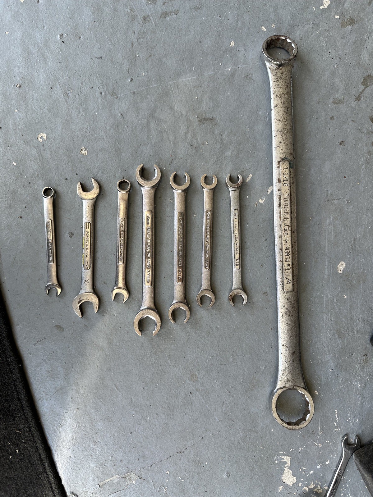 Vintage Craftsman wrenches 1 1/16×1 1/4, 17X15MM, 9MM, 10MM, 3/8X7/16, 1/2X9/16