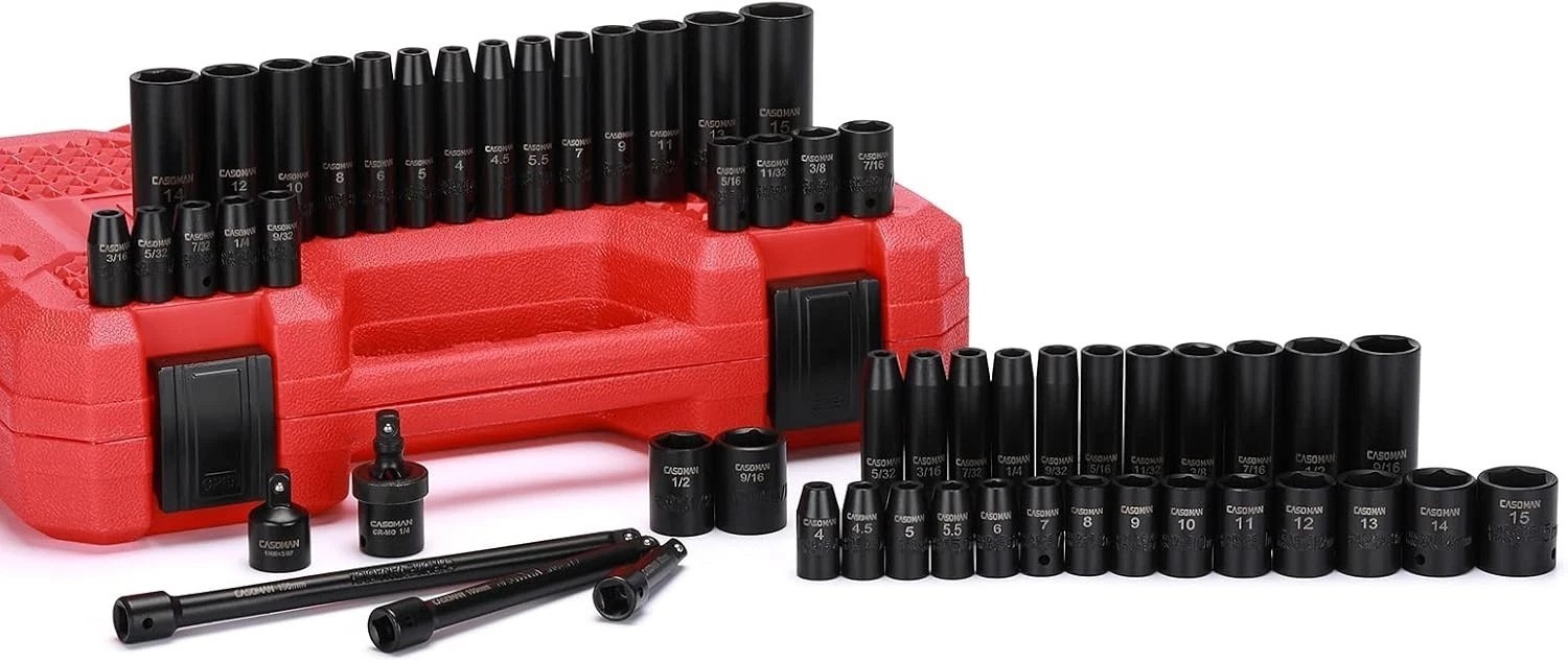 55PC 1/4-Inch Drive Impact Socket Set – Chrome Vanadium & Deep/Shallow