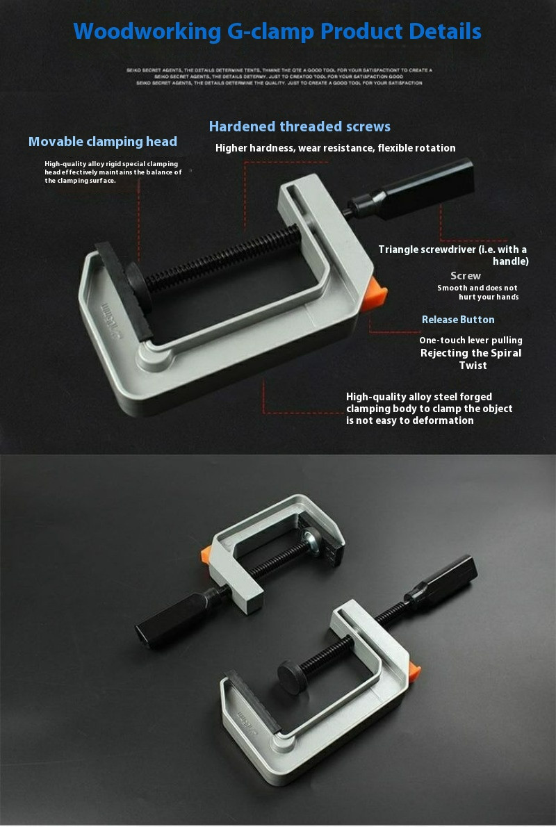 Aluminium G-clamp Woodworking Jig Lightweight F-clamp C-clamp Woodworking Jig