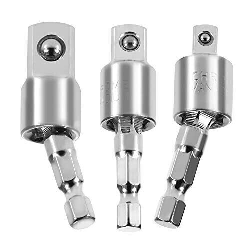 7PC Socket Adapter Set Universal Joint Swivel 1/4″ 3/8″ 1/2″ Reducer Converter
