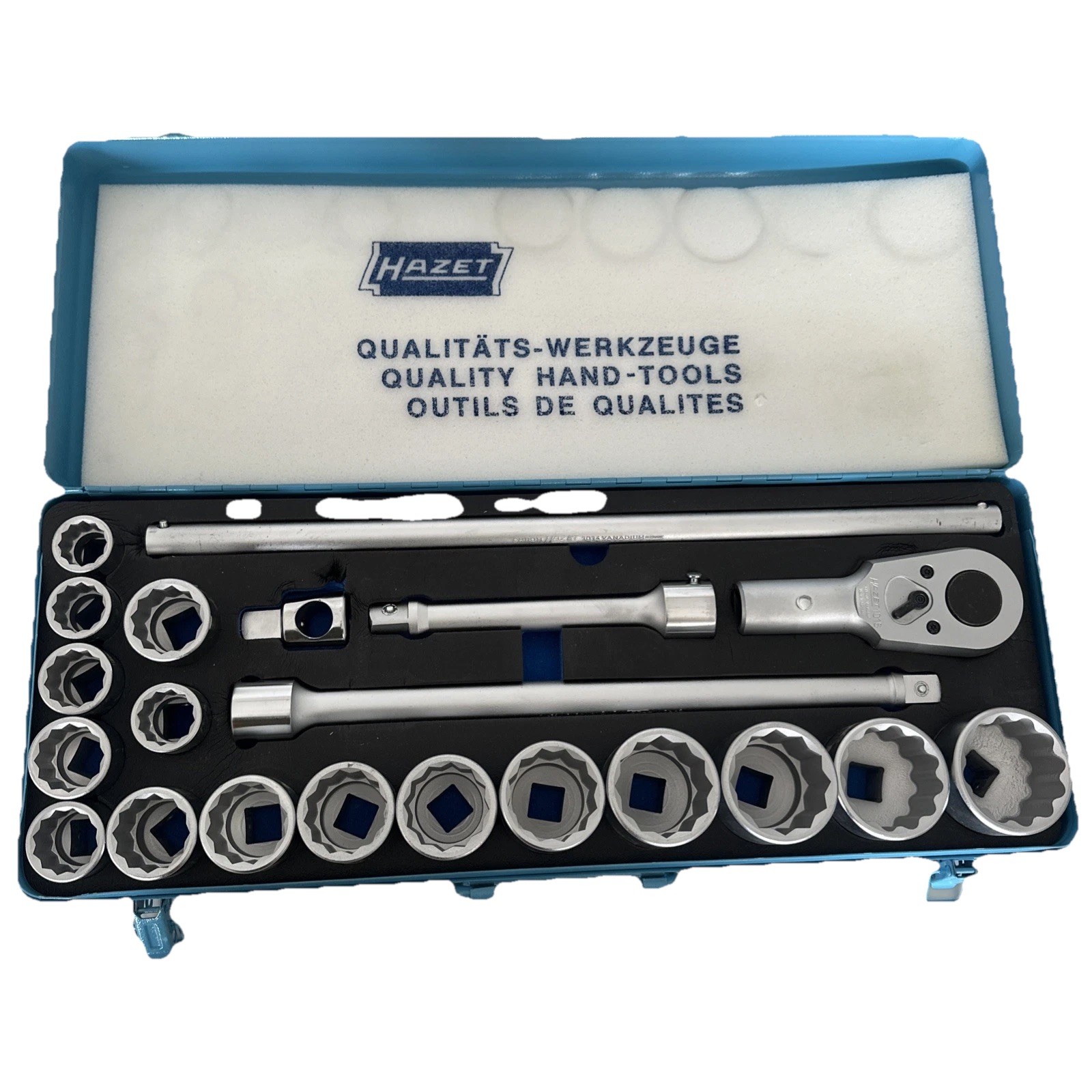 Hazet 1000AZ Socket Set 12 Pt SAE Socket 21 Pc. Set 3/4″ Drive W/ Metal Case New