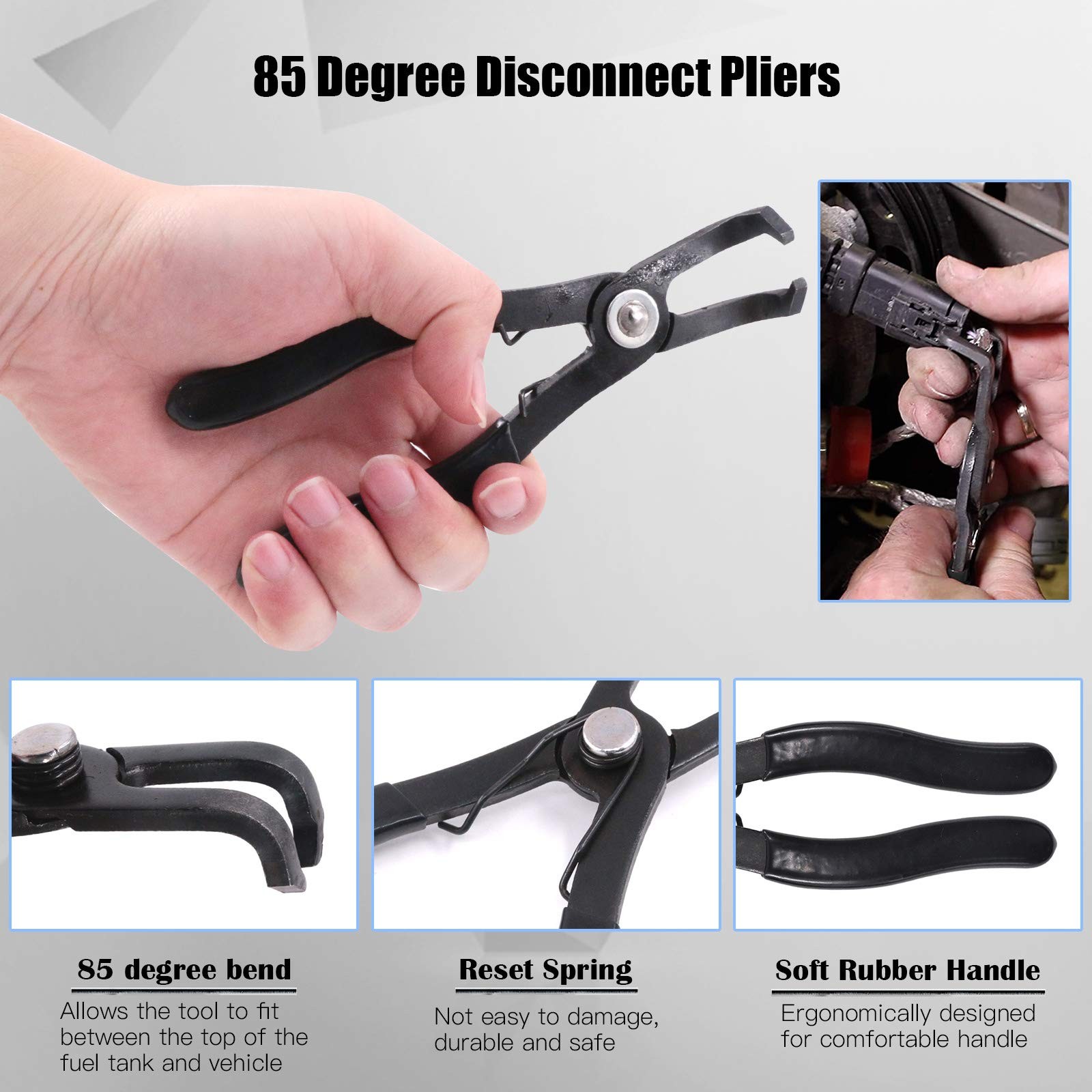 Glarks Fuel Line Pliers Set, 9 Inch Filter Caliper Hose Black / Grey