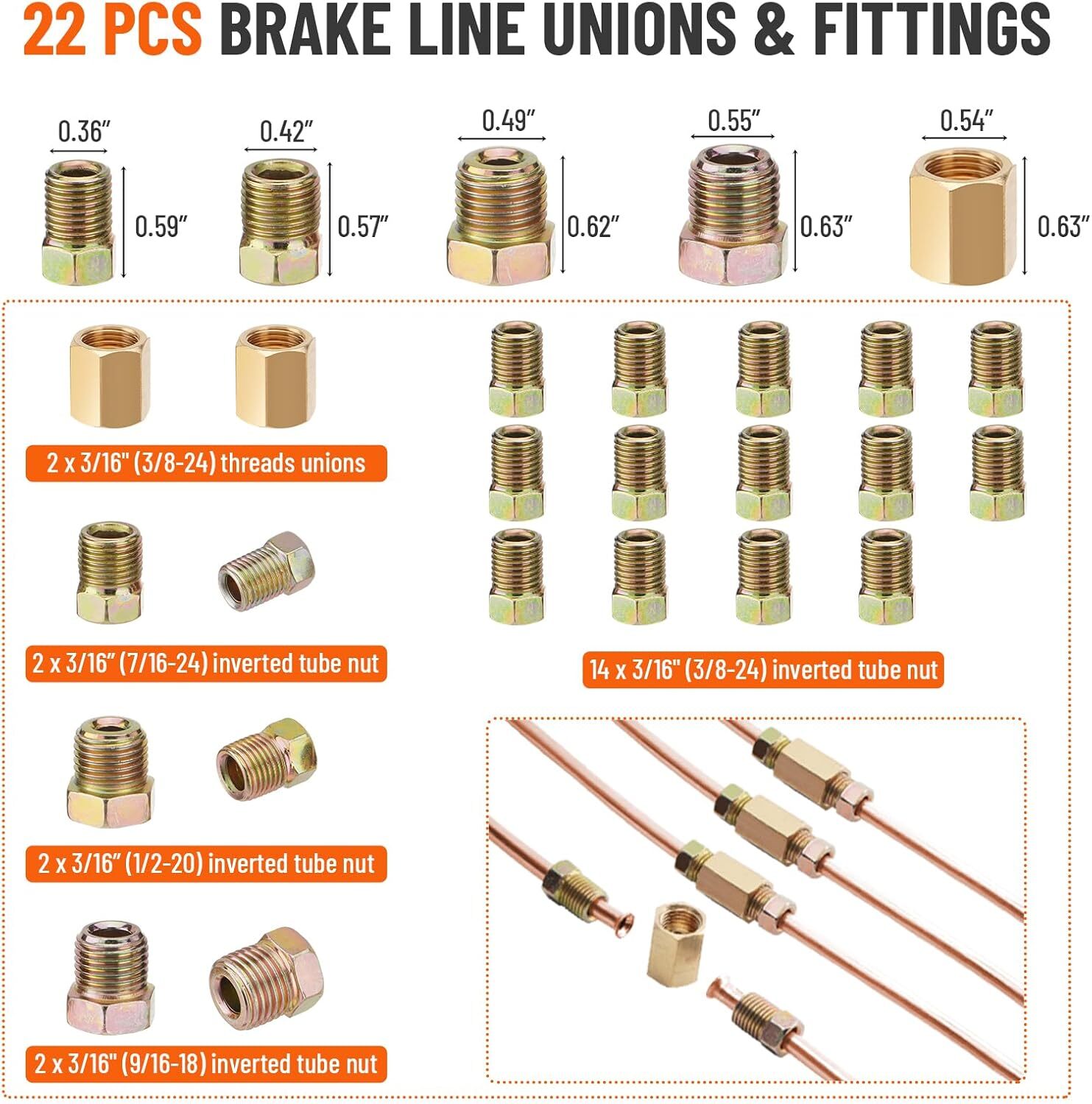 Racewill 25 ft 3/16 Copper Coated Brake Line Kit w/ Double & Single Flaring Tool