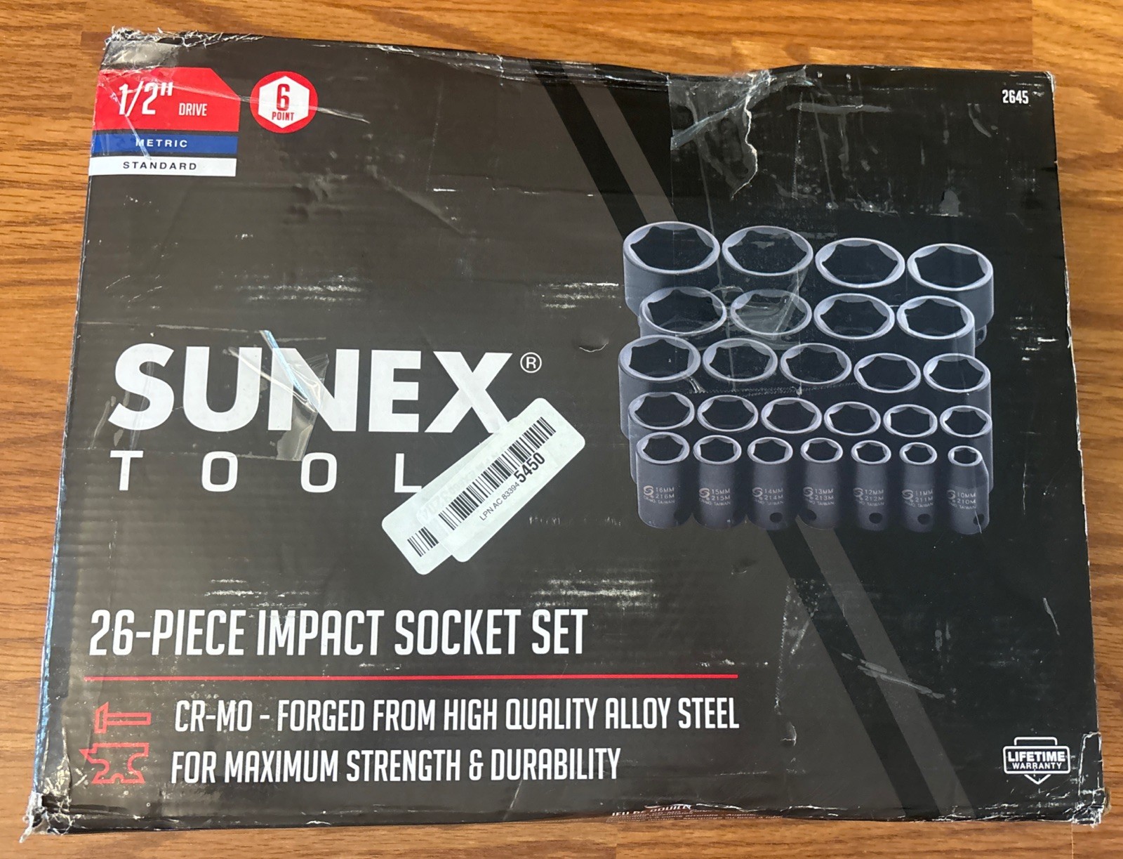 SUNEX Tools 1/2″ DRIVE METRIC 6 POINT 26-PIECE IMPACT SOCKET SET NEW READ!