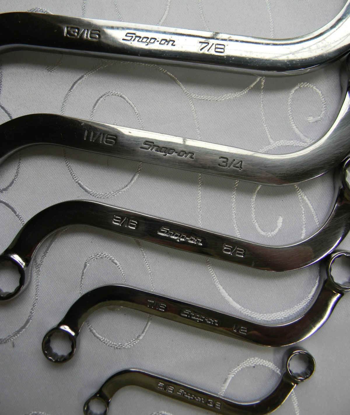 SNAP-ON 5PC SAE 12PT SAE FLANK DRIVE S-SHAPED BOX WRENCH SET 5/16″-7/8″ #SBX605