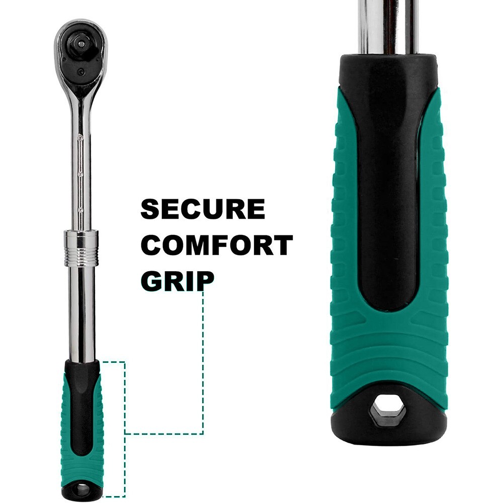 3PCS 1/4″ 3/8″ 1/2″ Drive Ratchet Socket Wrench Quick-Release Spanner 72 Teeth