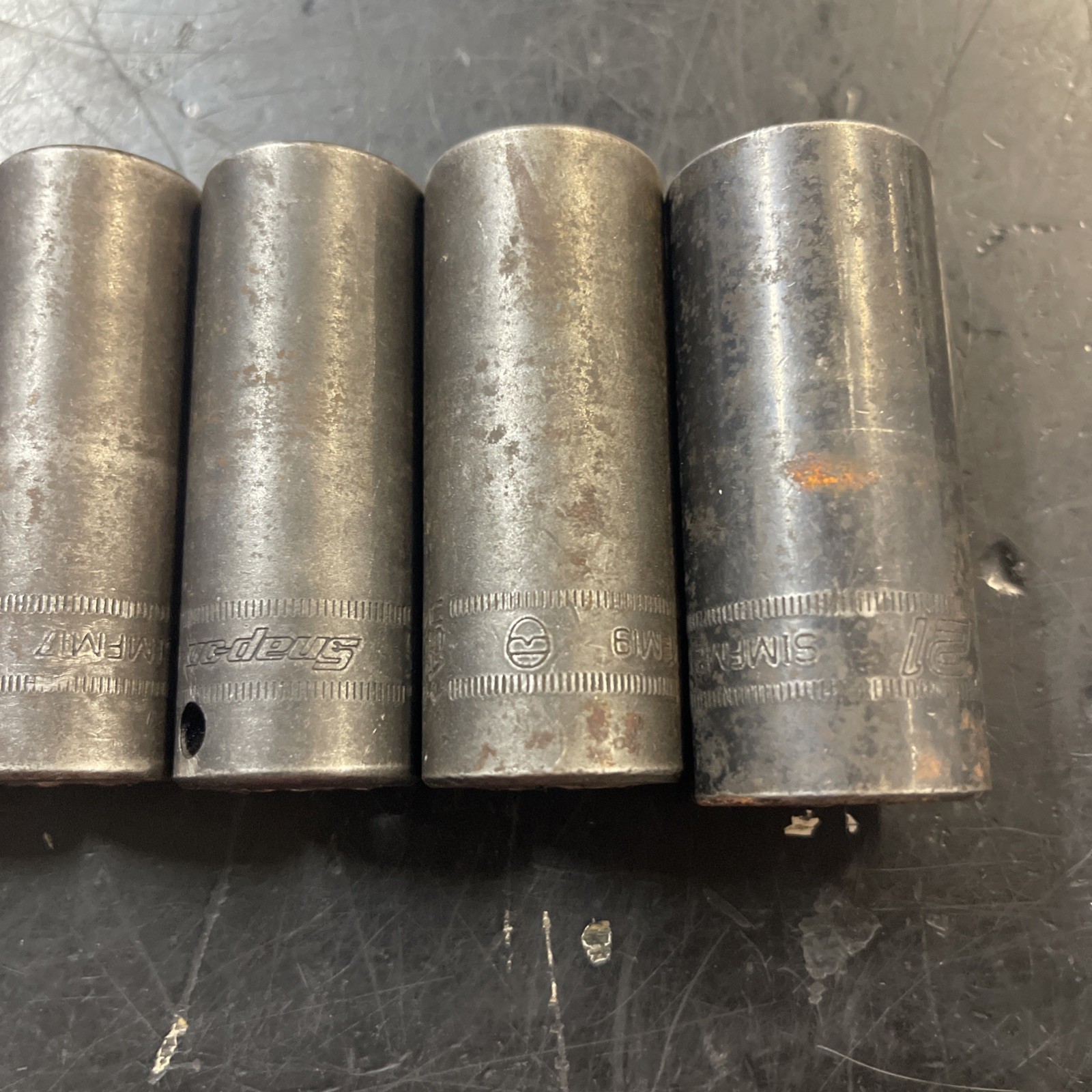 Snap-On 12 Pcs 3/8″ Dr 6pt Deep Impact Sockets 8-19mm + 21mm Missing 20mm