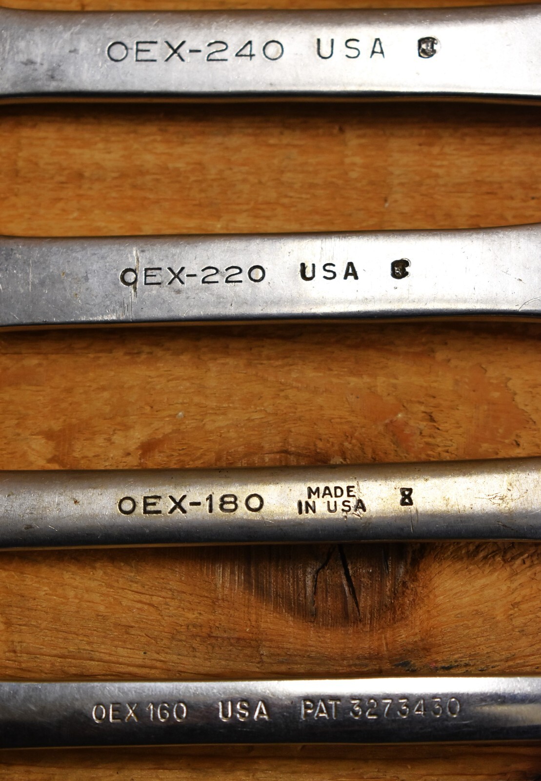 Vtg Snap-On Wrench Set SAE 4pc 12pt 1/2″-3/4″ OEX-240, OEX-220, OEX-180, OEX-160