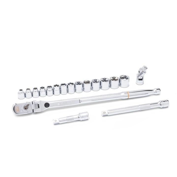 Gearwrench 81392 18Pc 3/8″ Dr 120XP Locking Flex Head Ratchet & 6Pt Metric Set