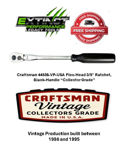 NOS SEARS Craftsman 12″ Flex Head Ratchet 3/8″ Drive Black Handle 44836 -VP- USA
