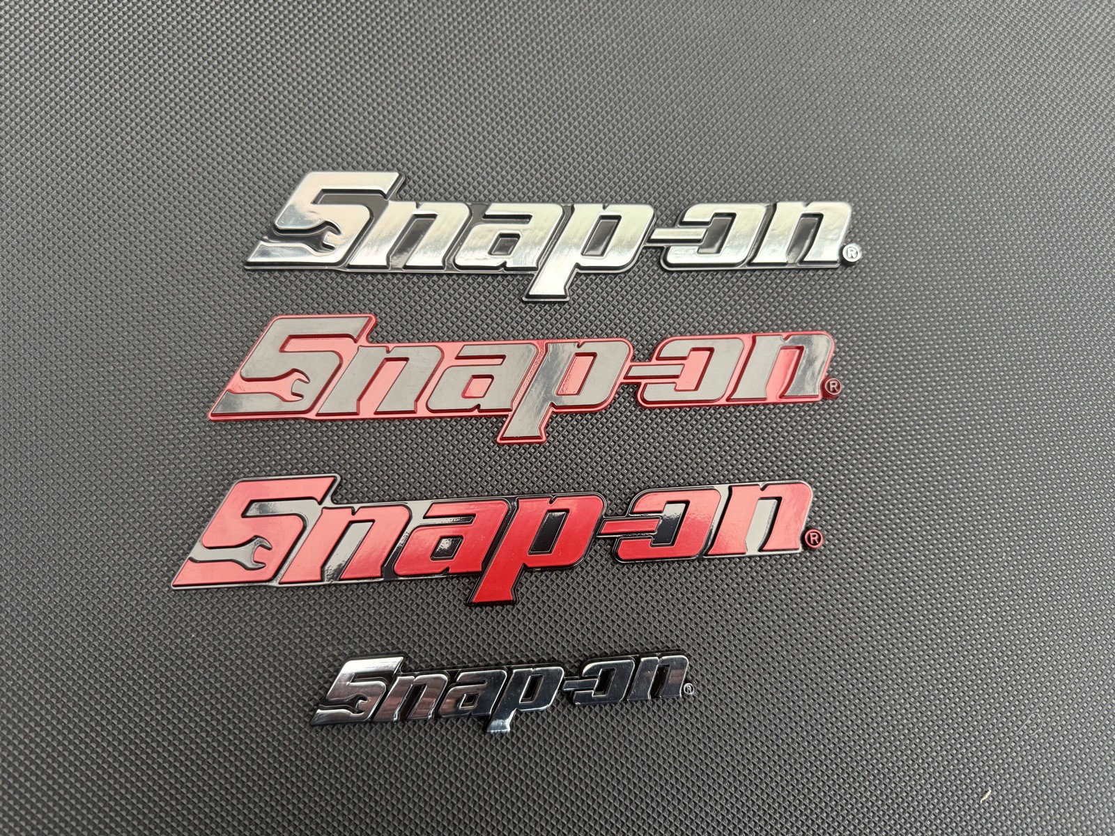New Snap On LOGO 8” METAL Toolbox Roll Cab chrome Badge Logo Emblem Sticker .