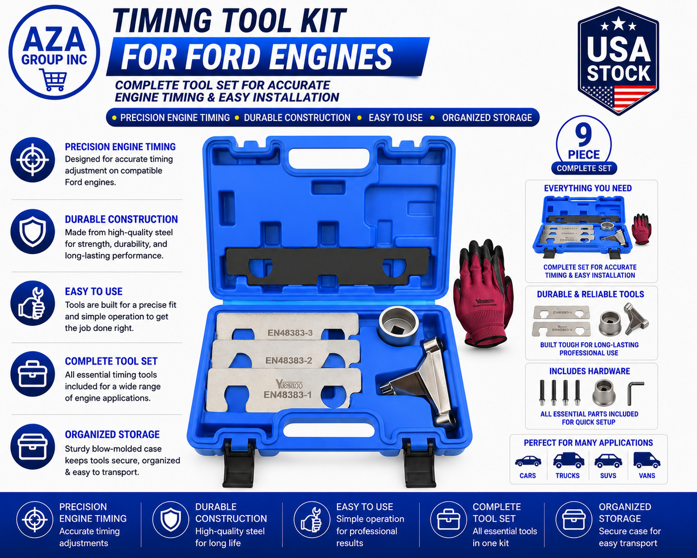 6Pcs Camshaft Retaining Tool Kit, For GM 2.8 2.9 3.0 3.2 3.5 3.6 3.7 4.2