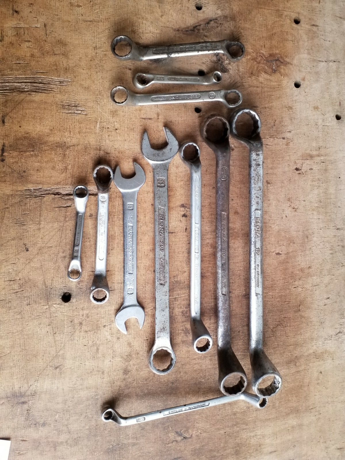 11x Vintage Elora Spanners Whitworth AF Metric Lot No287 Classic Car Mechanic