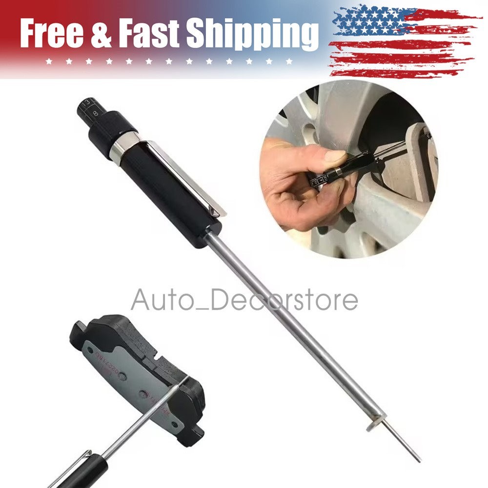 Brake Pad Thickness Gauge Measure Tool w/ Scale car Detection Pen Base Plate 6mm