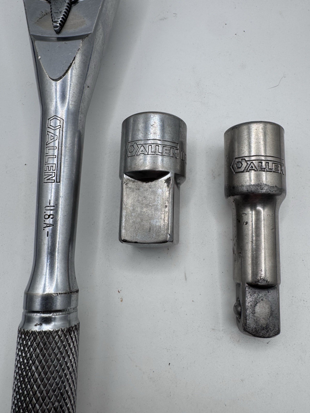 Vintage Allen USA 12800J 1/2” Ratchet 12828 1/2” to 1” Adapter 12805 Extension