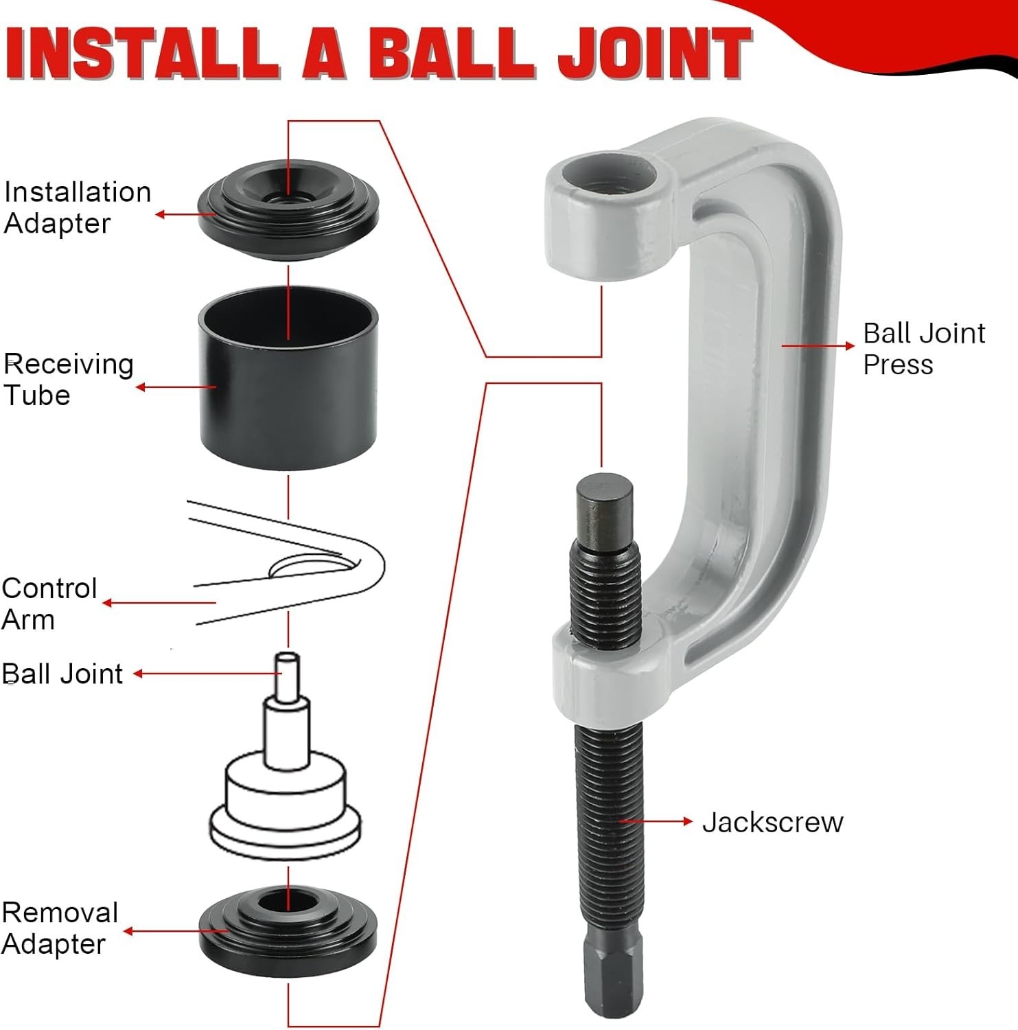 Heavy Duty Ball Joint Press & U Joint Removal Kit for 2WD/4WD Vehicles – 10PCS