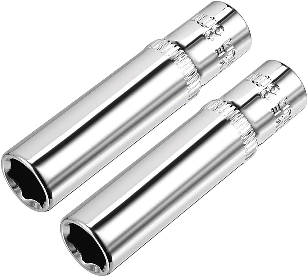 uxcell 2 Pcs 1/4 Inch Drive 8mm 6-Point Deep Socket, Metric, Cr-
