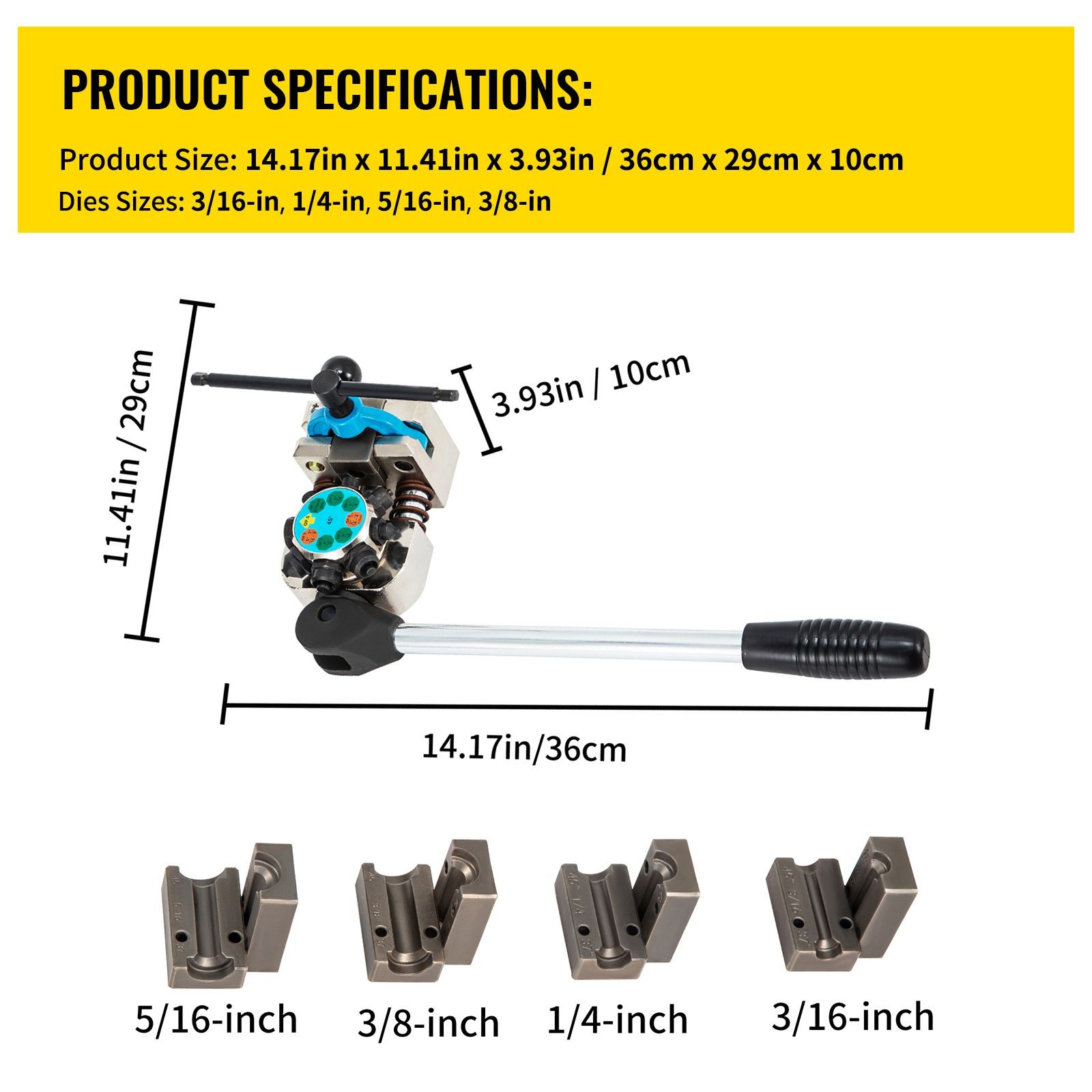 Brake Line Flaring Tool 45 Deg Single Double Bubble 3/16-3/8in Vise Mount Kit