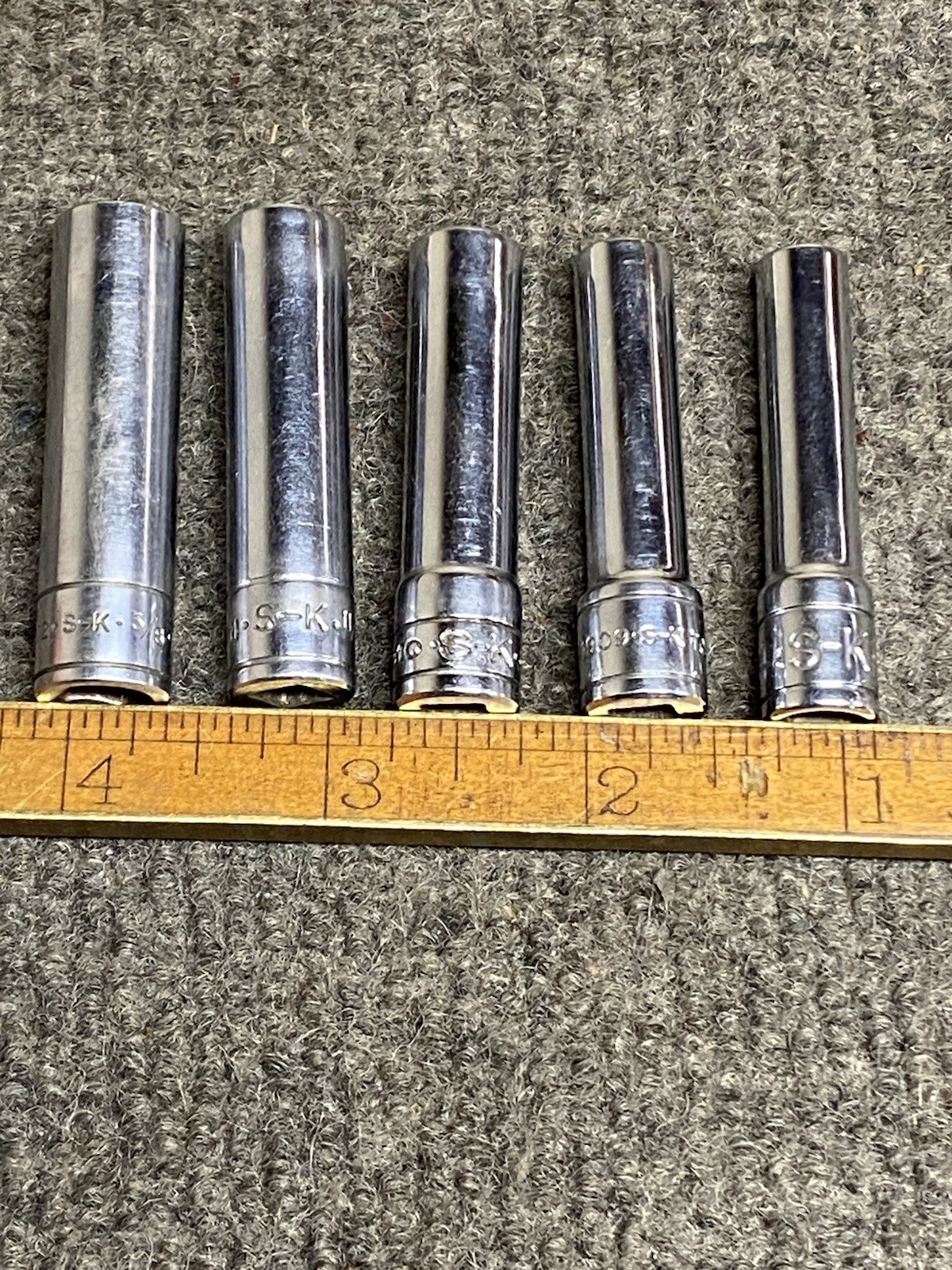 Vintage SK 1/4” Dr Deep Socket Set 5 Pc. 1/4” – 3/8” USA 6 Pt