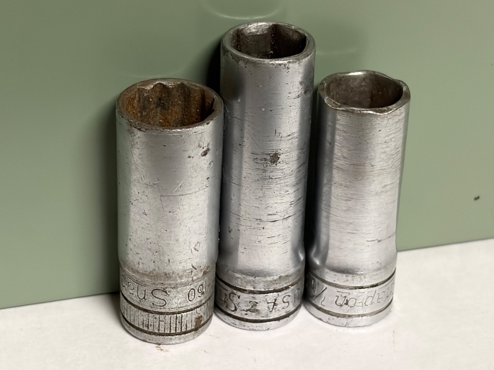 Snap-on 3/8″ Drive SAE 3 Pc Deep Socket Set 6 Point 7/16″ SFS & SF