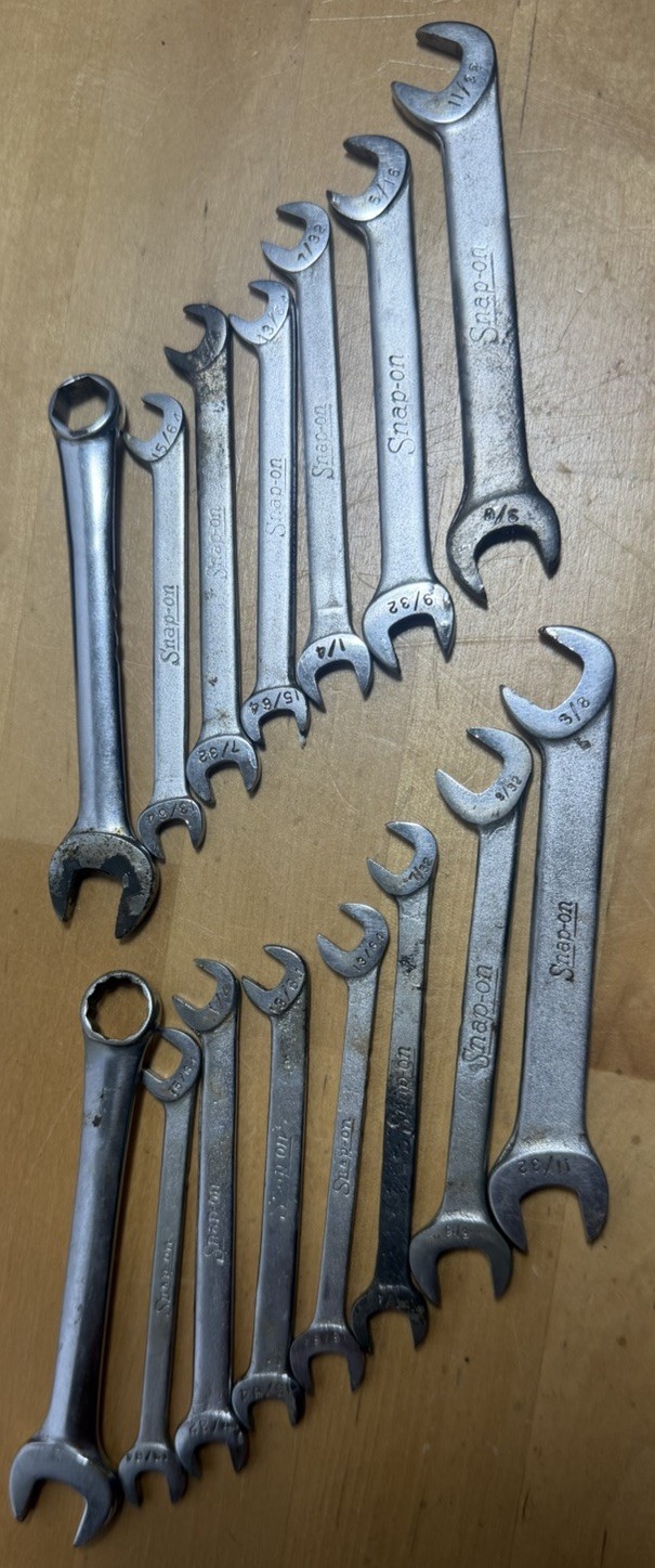 Snap On 15 Pc SAE Ignition 4 Way Open End Angle Wrench Set DS Series OEX