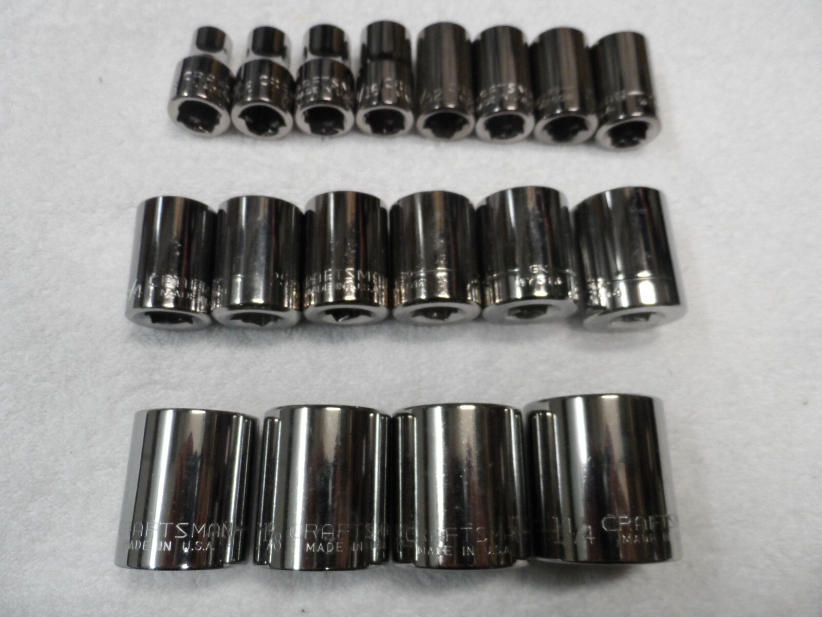 Craftsman 1/2″ Drive SAE Shallow Socket Set, NOS USA 12pt 18 pcs (3/8 to 1-1/4″)