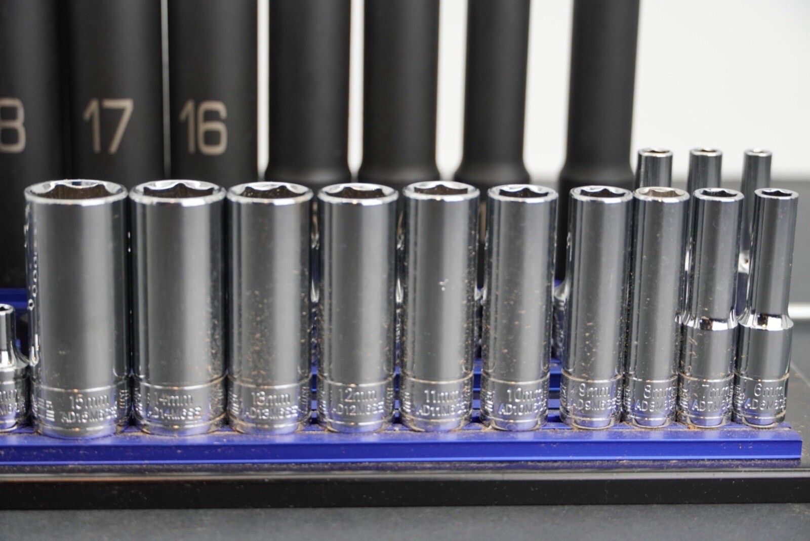 Matco Tools ADV Silver Eagle Socket Set Metric Deep Shallow Chrome Impact Rail