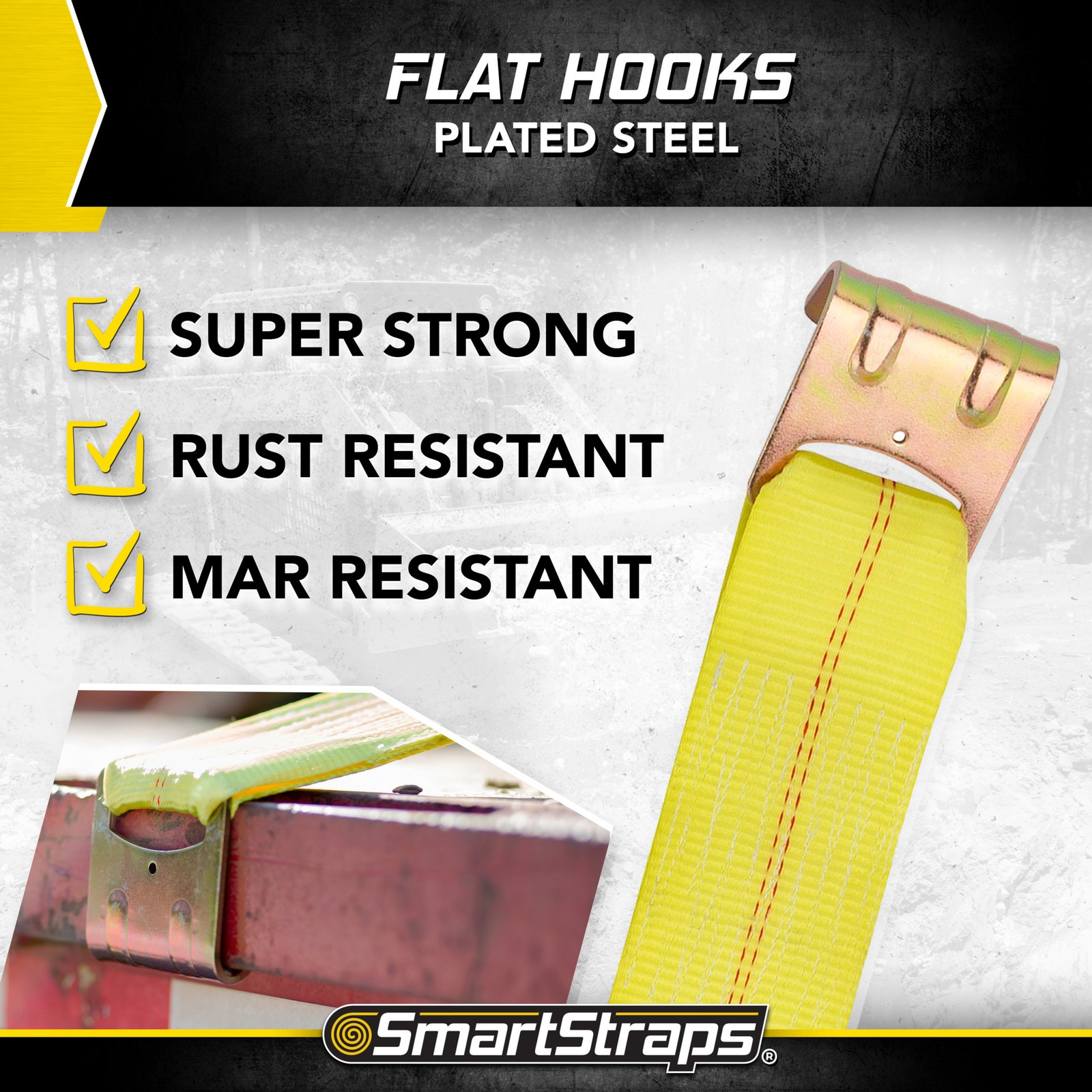 Smart Straps Commercial-Grade Ratchet Tie-Down, 15,000-lb. Breaking Strength,