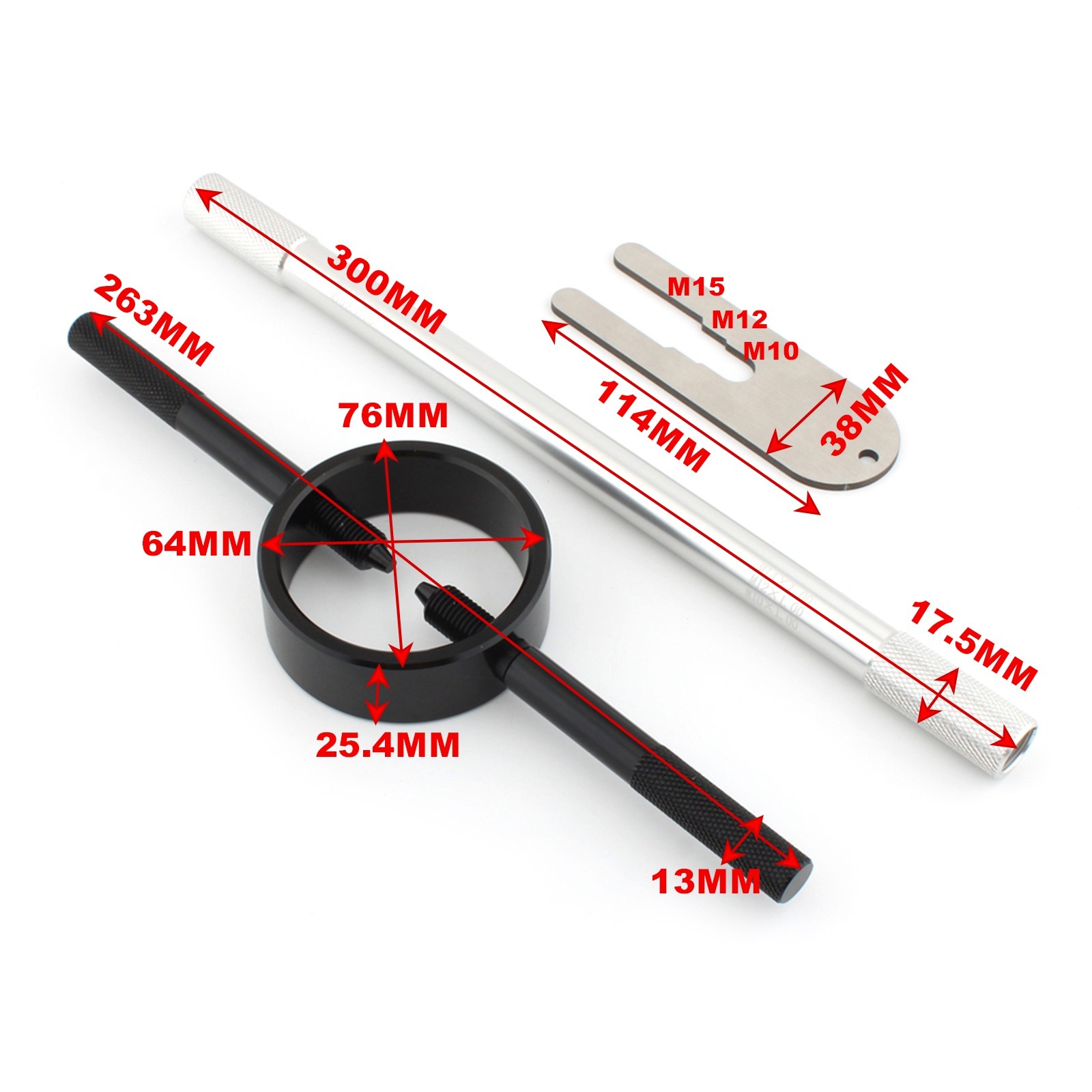 Fork Spring Compressor Adjustable Tool for Motorcycle Maintenance Silver+Black